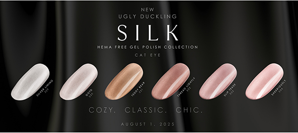 All six shades from Ugly Duckling Silk Collection magnetic cat eye gel polish